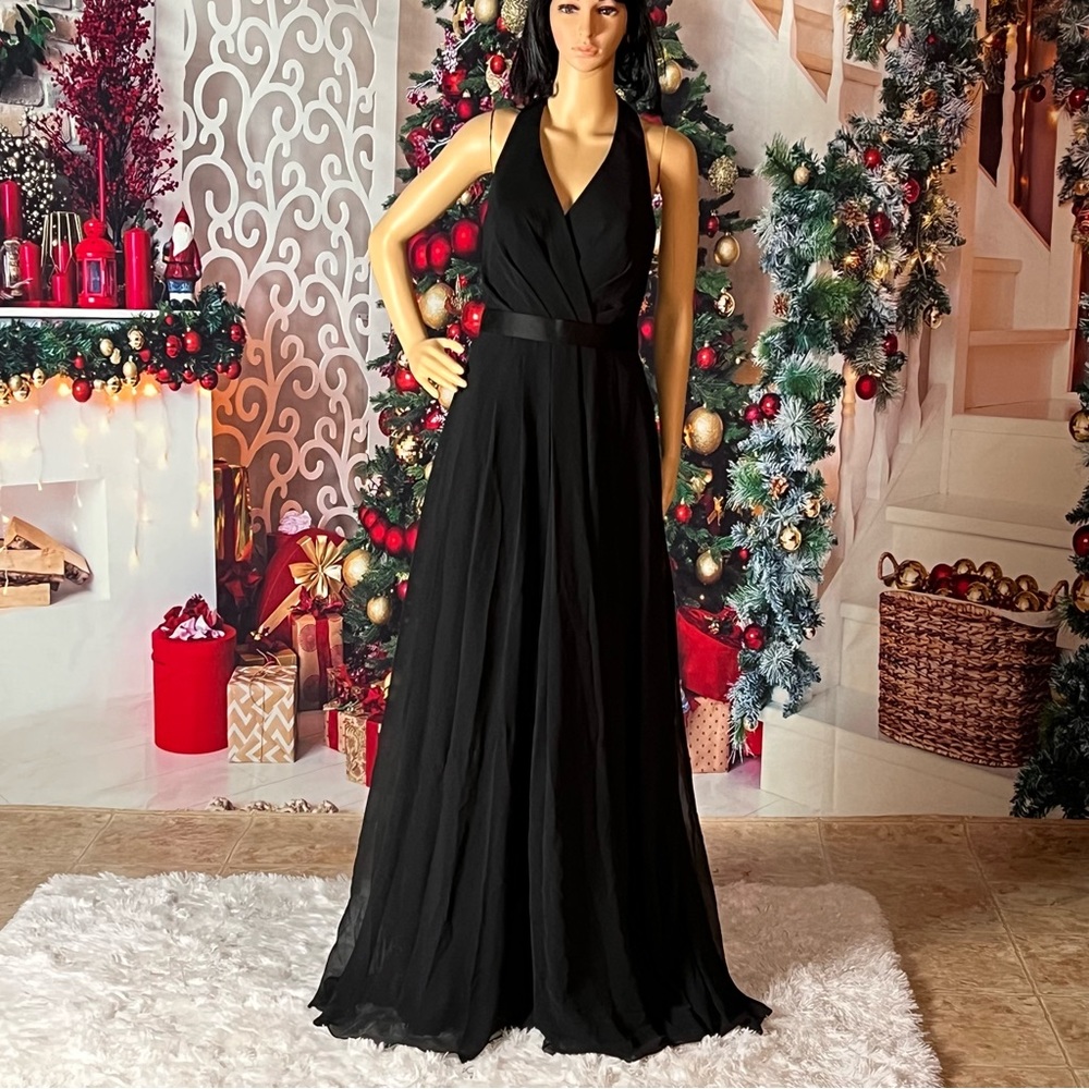 Halter With Trailing Sheer Bow Detail - image 1